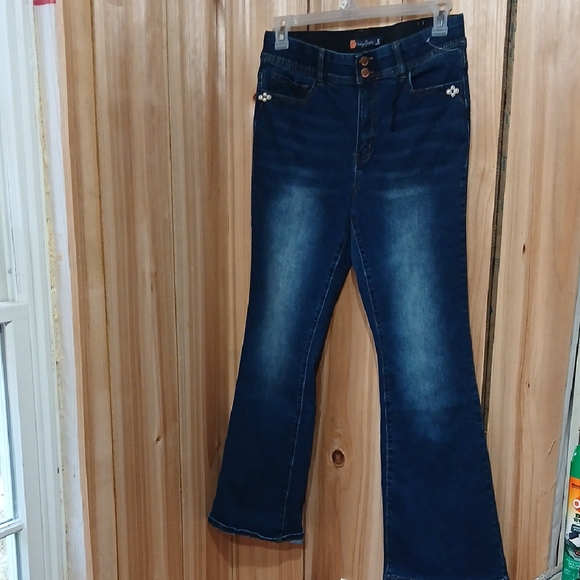 Elegant Dark Blue Flare Women's Jeans - Picture 1 of 12